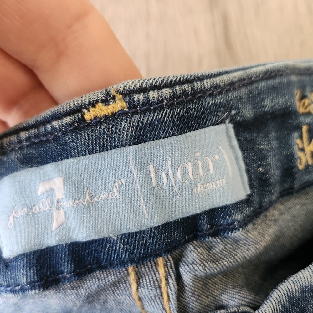 7 For All Mankind Well Loved Blair Denim Skinny Blue Jeans - Thumbnail 5