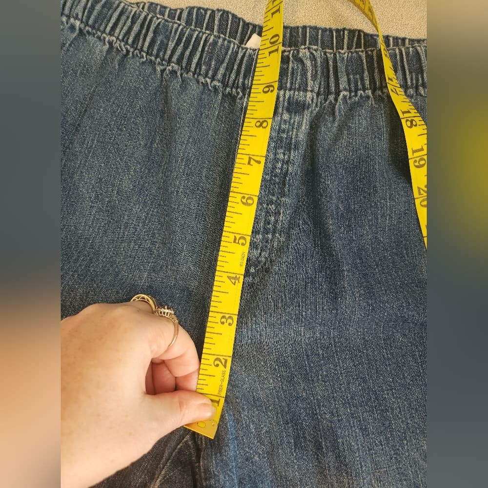 Liz Claiborne Lizwear Baggy Elastic Waist Denim Cropped Mom Jeans - Thumbnail 7