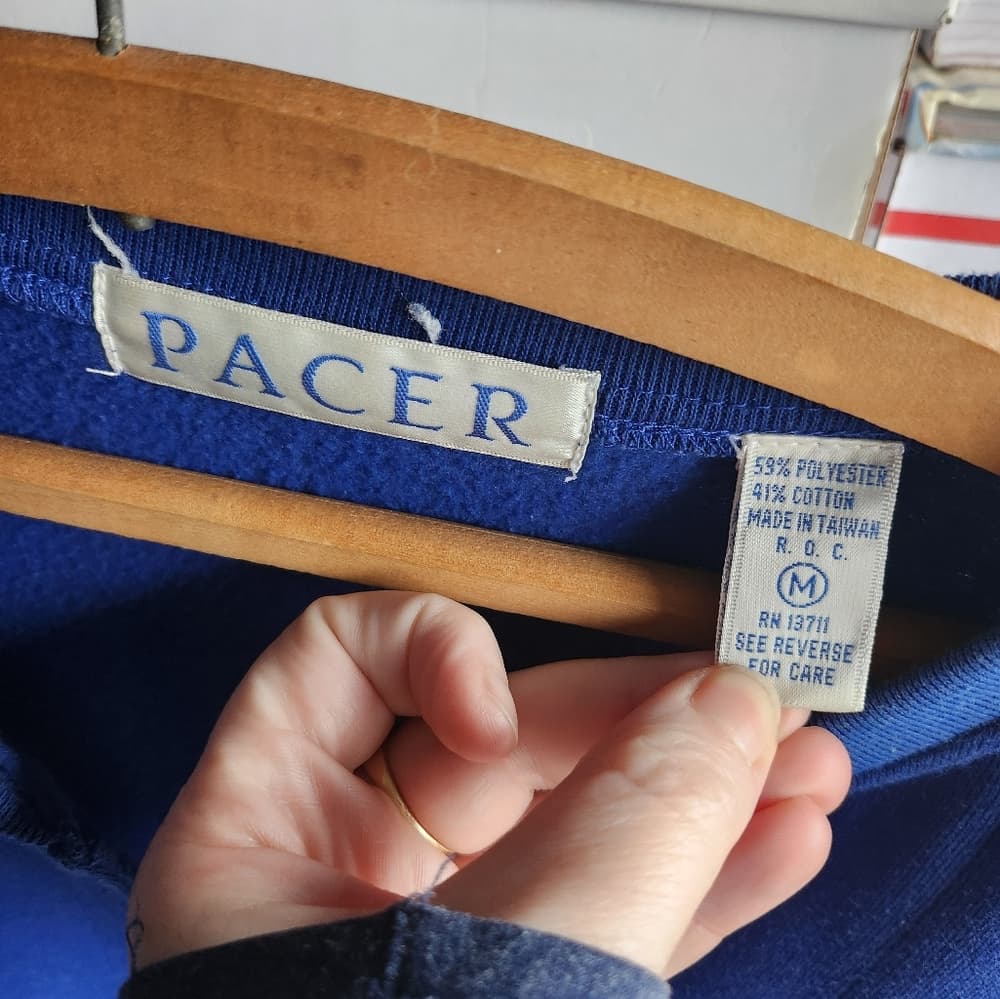 Mens Vibrant Blue Vintage Pacer Pullover Sweater 3/4 Sleeve - Thumbnail 5