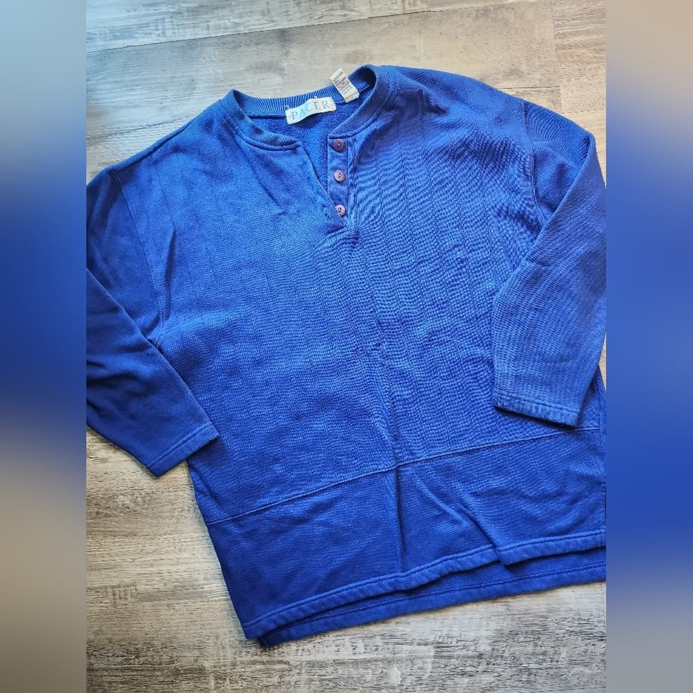 Mens Vibrant Blue Vintage Pacer Pullover Sweater 3/4 Sleeve - Thumbnail 11