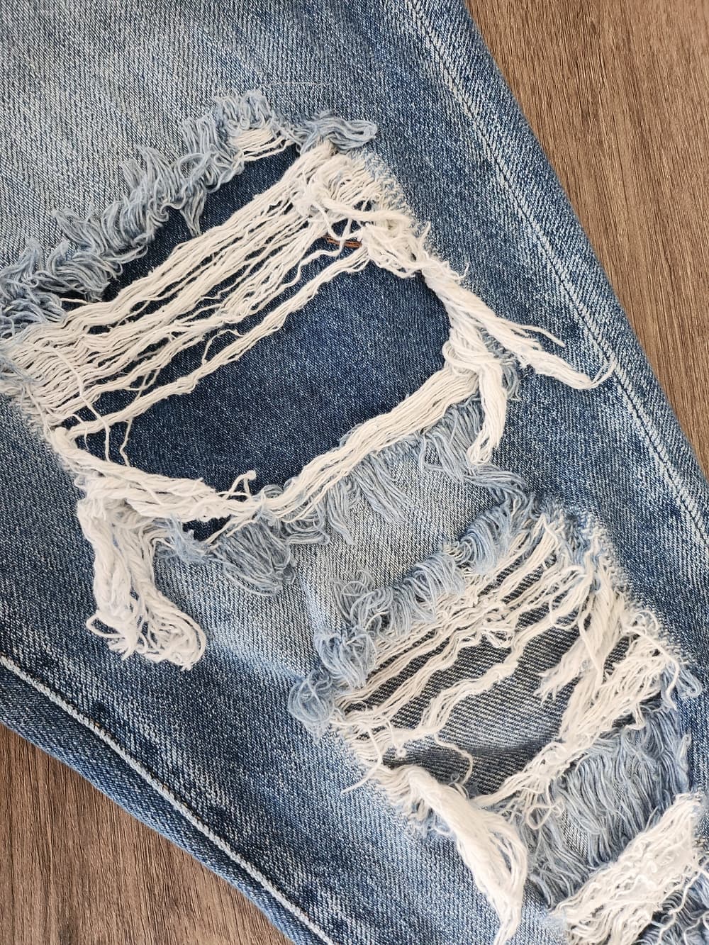 KanCan Ultra High Rise Taper Light Blue Distressed Jeans - Thumbnail 4