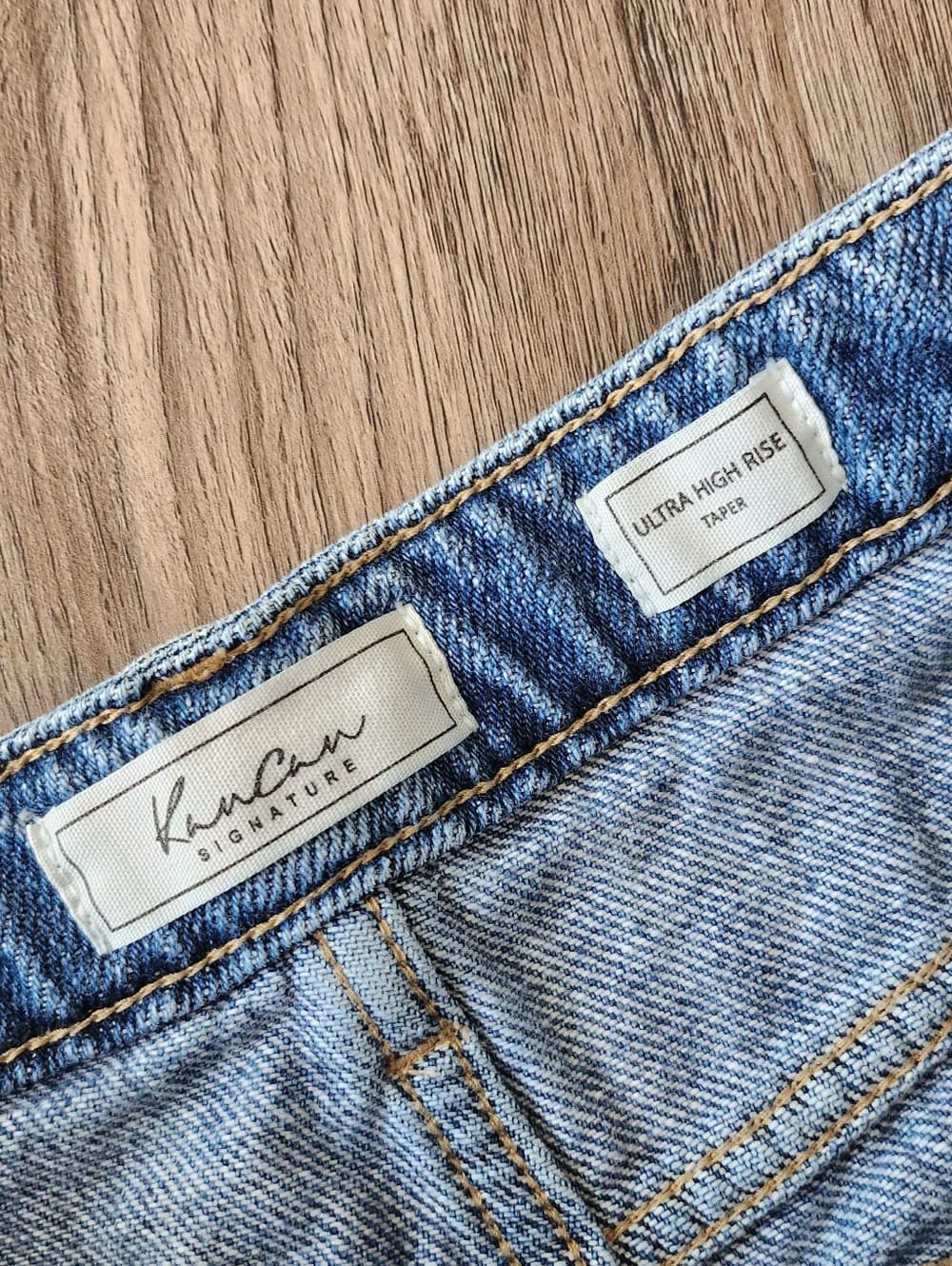 KanCan Ultra High Rise Taper Light Blue Distressed Jeans - Thumbnail 6