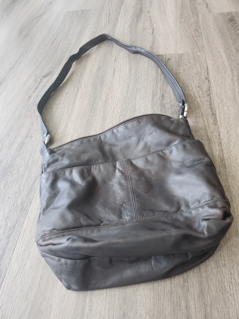 Vintage Genuine Leather Crossbody Bag With Pockets in Dark Brown