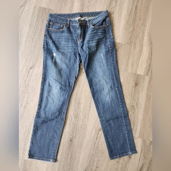 Jennifer Lopez Boyfriend Dark Blue Denim Jeans Whiskering Distressed - Thumbnail 10