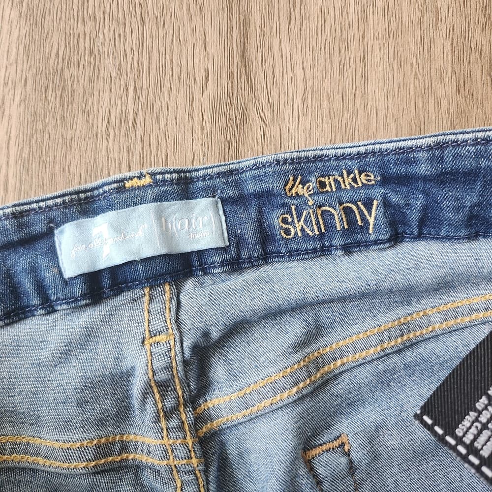 7 For All Mankind Well Loved Blair Denim Skinny Blue Jeans - Thumbnail 2
