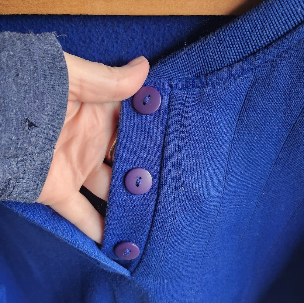 Mens Vibrant Blue Vintage Pacer Pullover Sweater 3/4 Sleeve - Thumbnail 6
