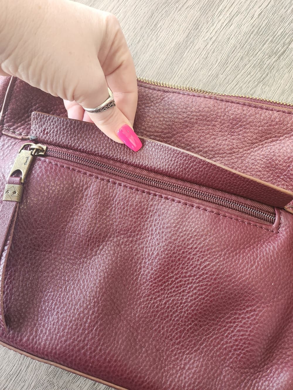 The Sak Alamada Plum Leather Crossbody Bag With Feather Accents - Thumbnail 3