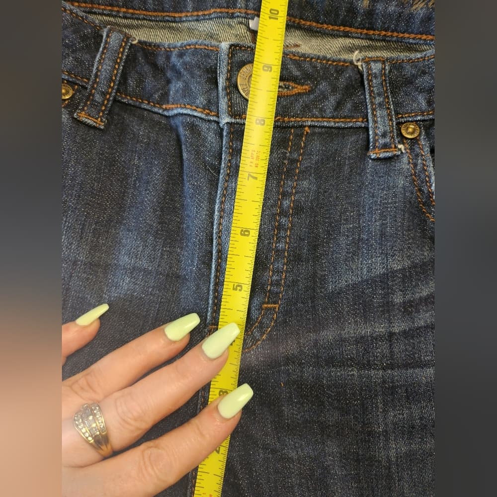 Jennifer Lopez Boyfriend Dark Blue Denim Jeans Whiskering Distressed - Thumbnail 7