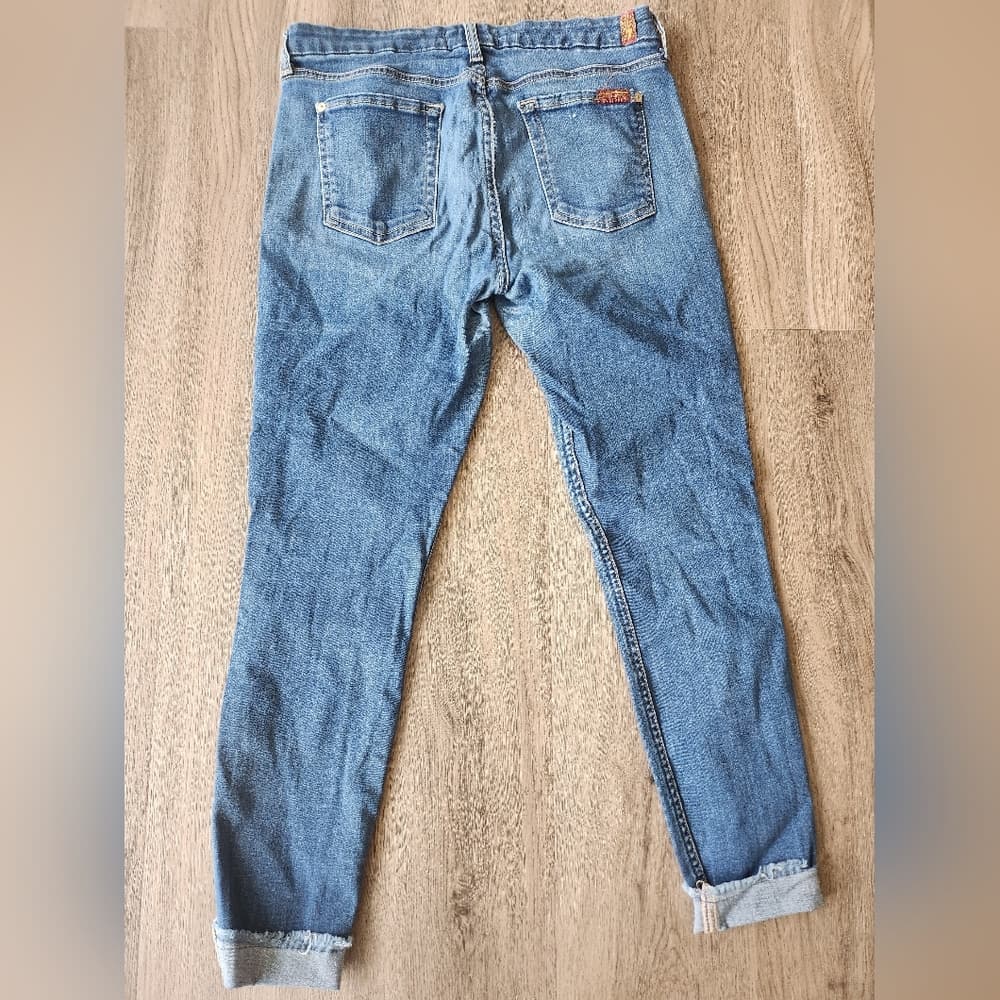 7 For All Mankind Well Loved Blair Denim Skinny Blue Jeans - Thumbnail 6