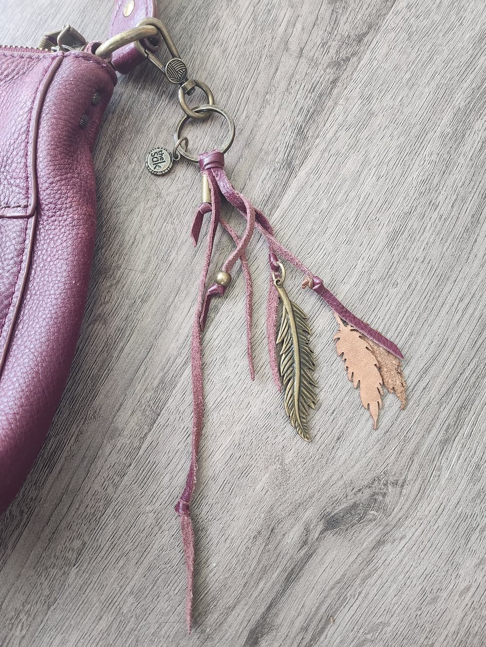 The Sak Alamada Plum Leather Crossbody Bag With Feather Accents - Thumbnail 2