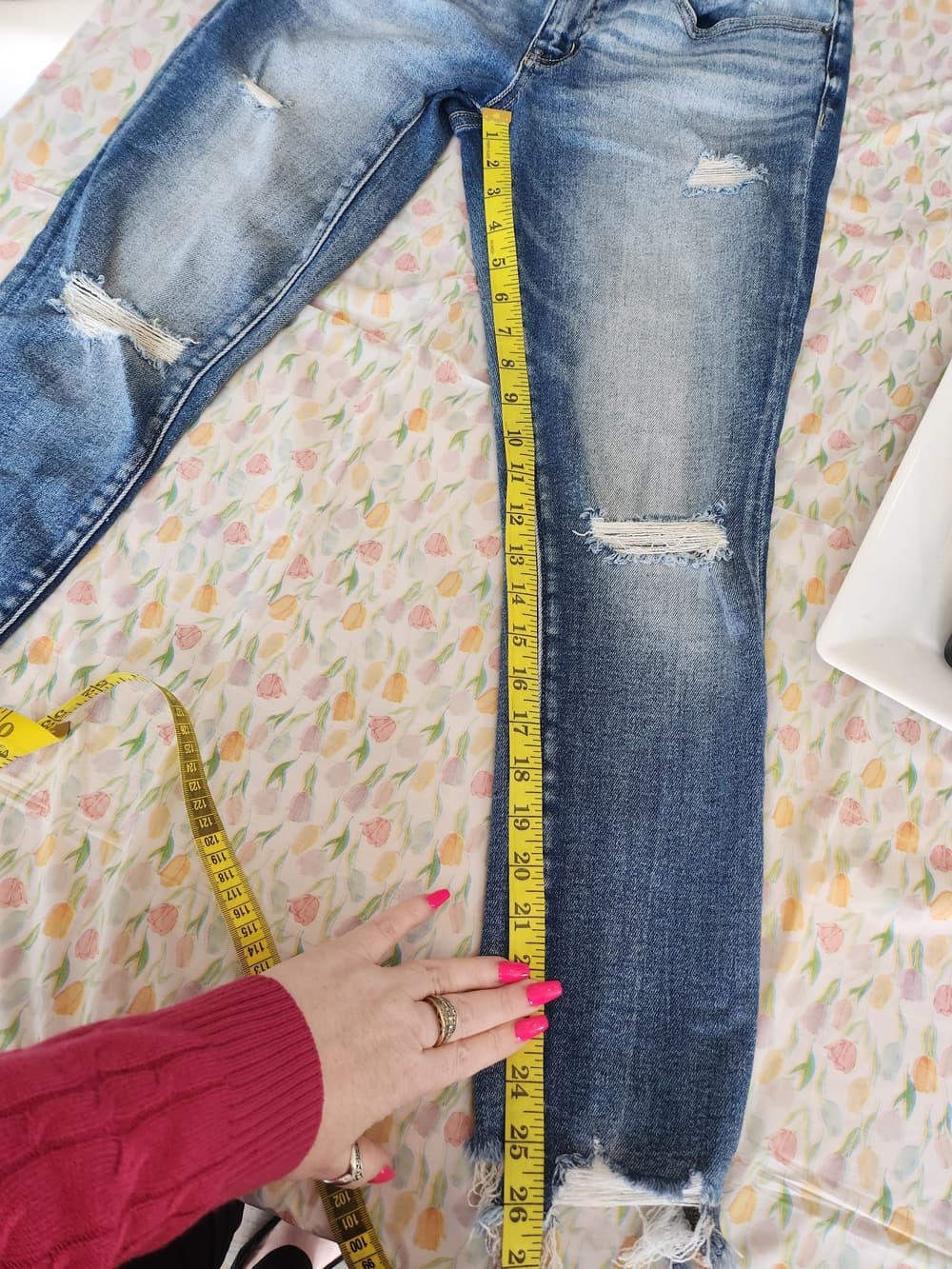 BKE Stella Low Rise Ankle Skinny Light Blue Distressed Raw Hem Jeans - Thumbnail 10