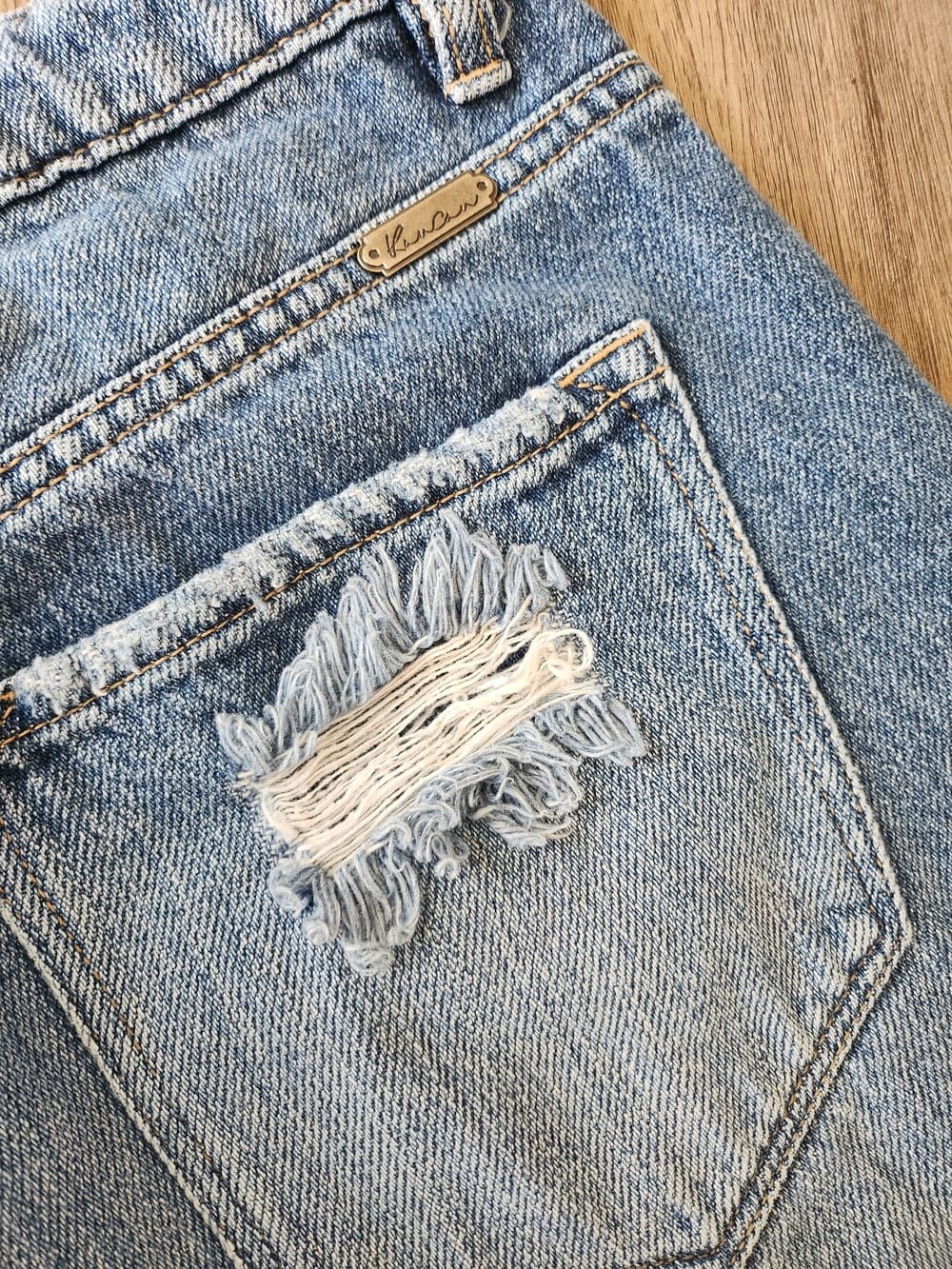 KanCan Ultra High Rise Taper Light Blue Distressed Jeans - Thumbnail 11