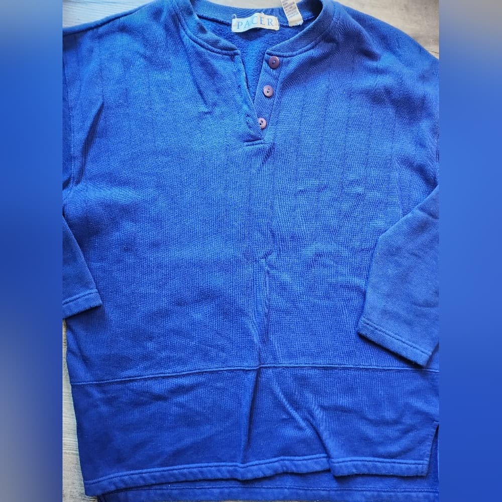 Mens Vibrant Blue Vintage Pacer Pullover Sweater 3/4 Sleeve