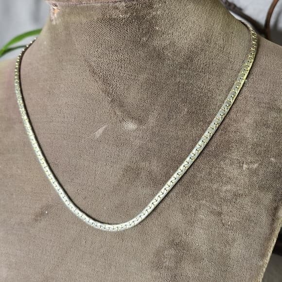 Vintage Park Lane Gold Tone Herringbone Chain Necklace | Classic 90s Minimalist - Thumbnail 9