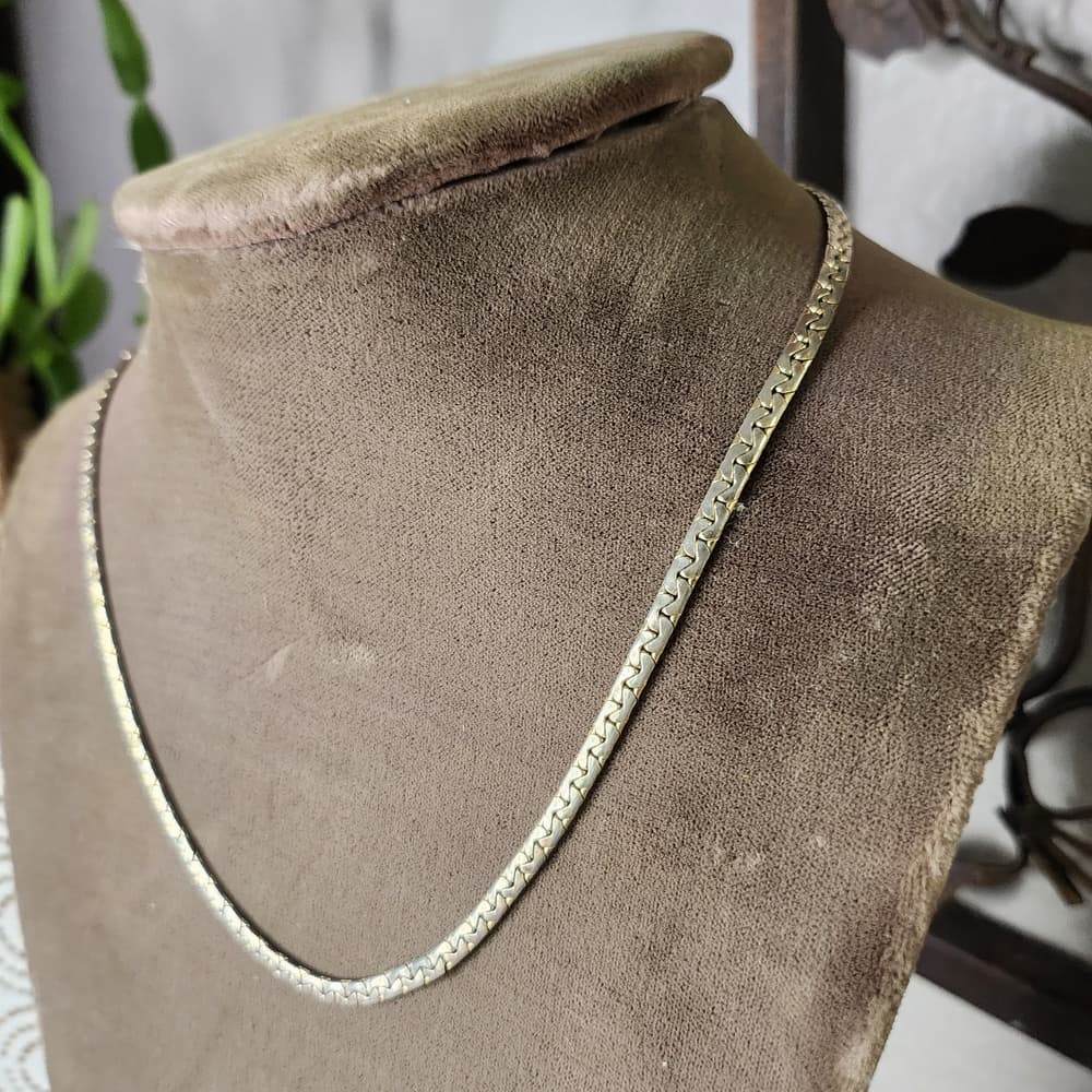 Vintage Park Lane Gold Tone Herringbone Chain Necklace | Classic 90s Minimalist - Thumbnail 2