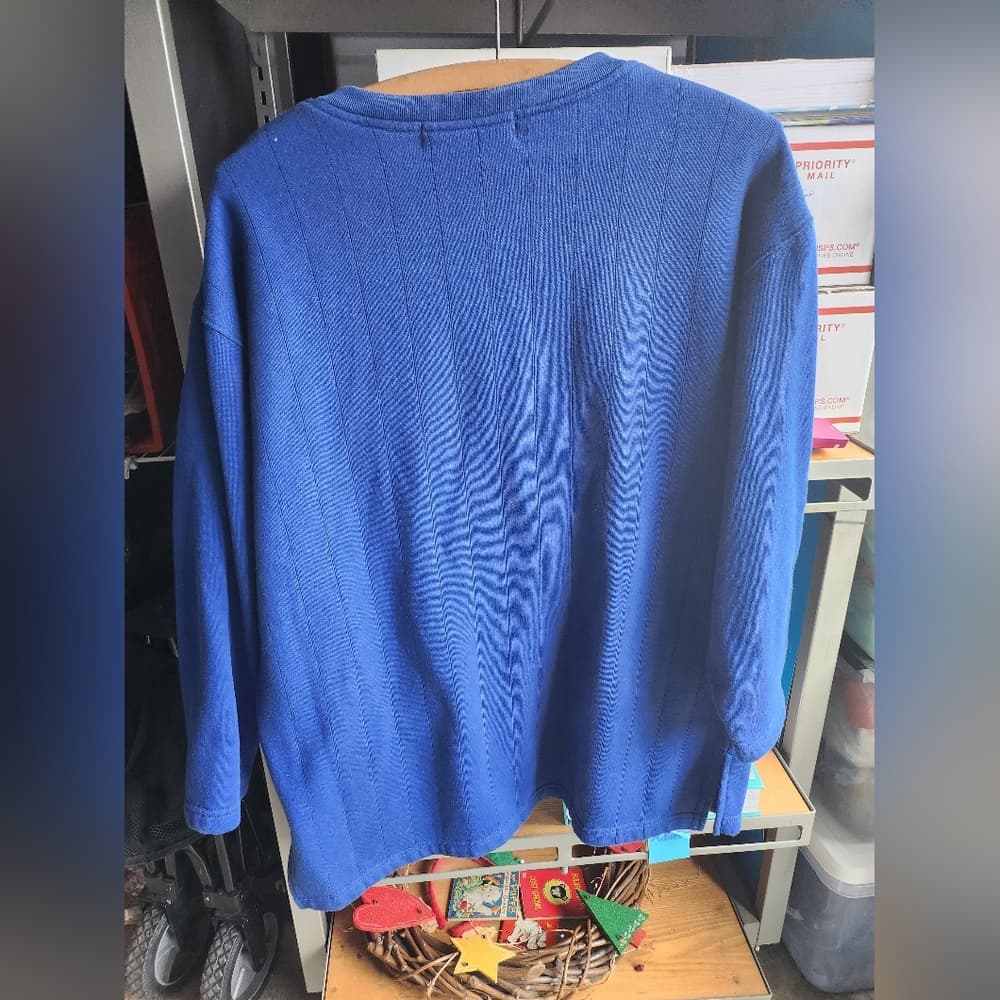 Mens Vibrant Blue Vintage Pacer Pullover Sweater 3/4 Sleeve - Thumbnail 8