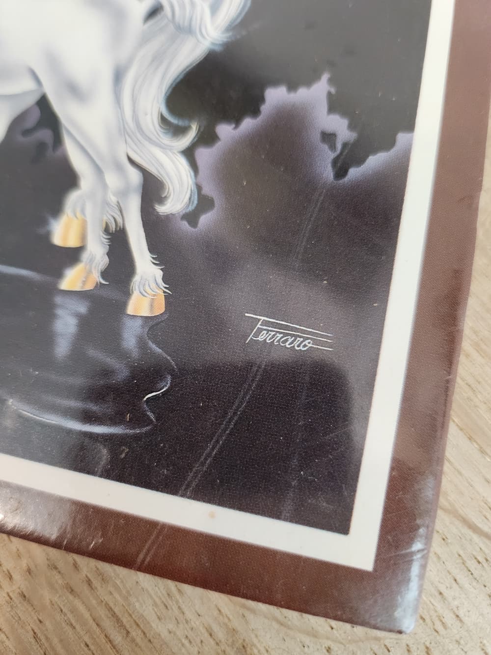 Vintage 1986 White Unicorn Artwork Print with Moonlit Scene - Thumbnail 5