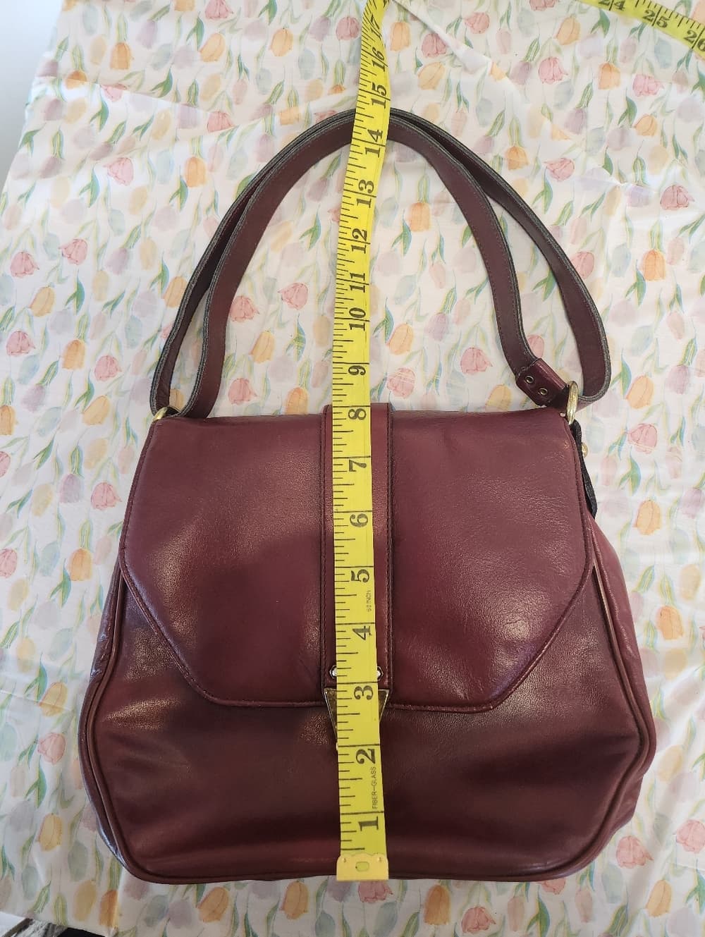 Vintage Etienne Aigner Oxblood Hand Made Leather Shoulder Bag Turn Lock - Thumbnail 12