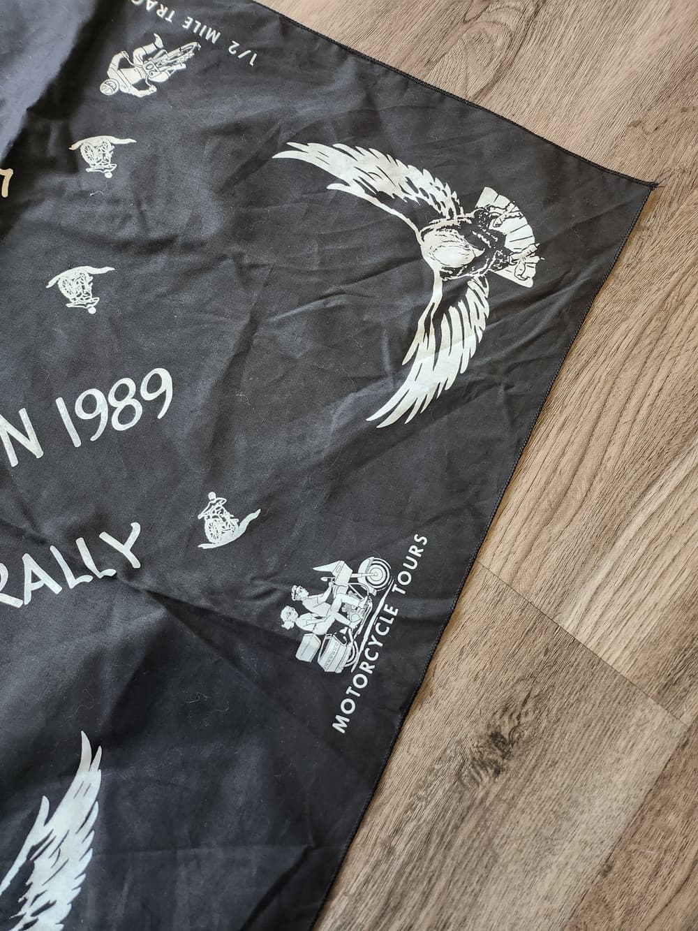 Sturgis 1989 Black Rally Bandana - Black & White - Thumbnail 3