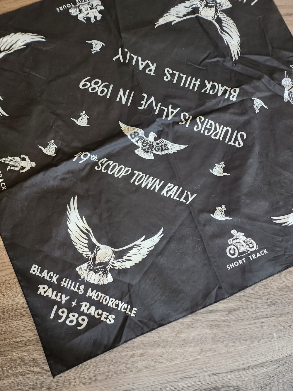 Sturgis 1989 Black Rally Bandana - Black & White - Thumbnail 5
