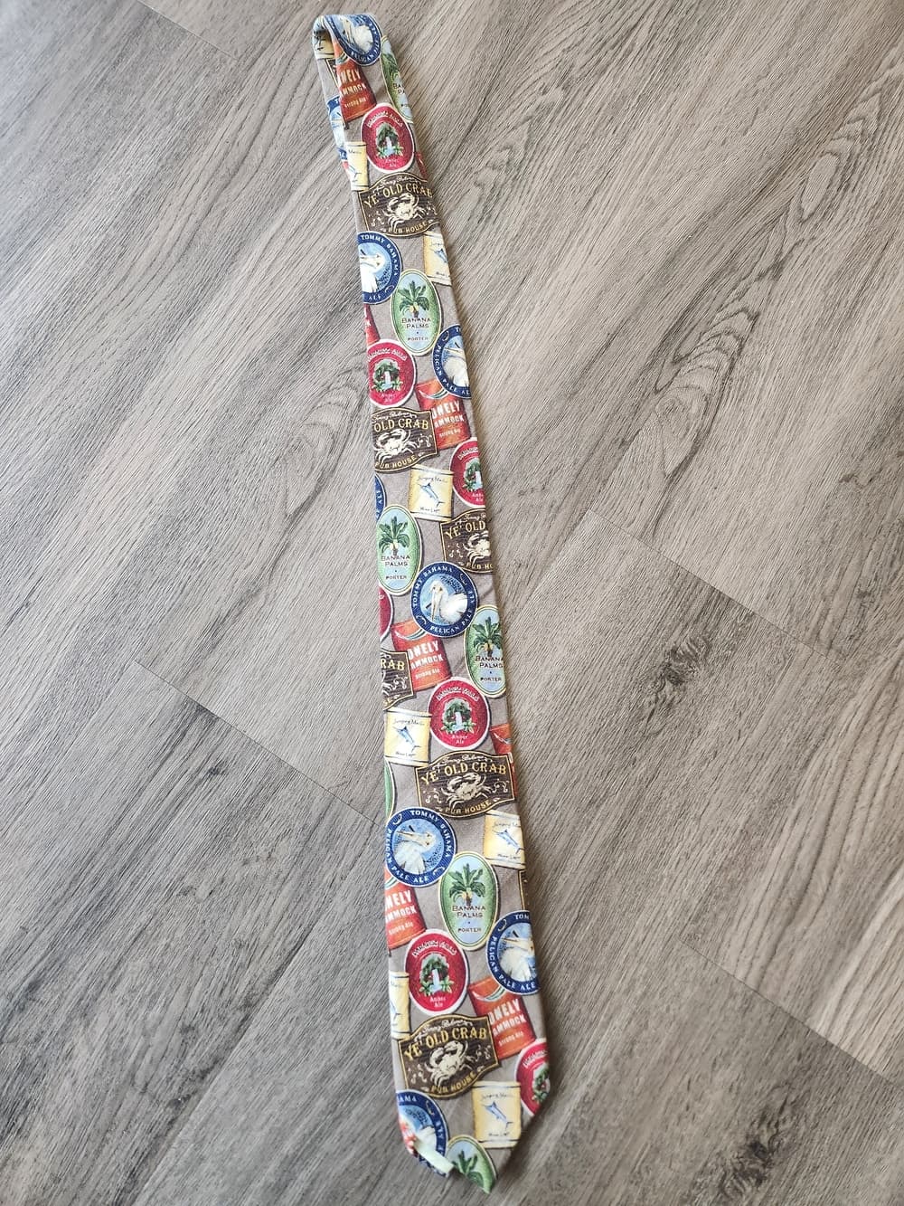 Tommy Bahama Novelty Label Print Silk Tie Multi Color