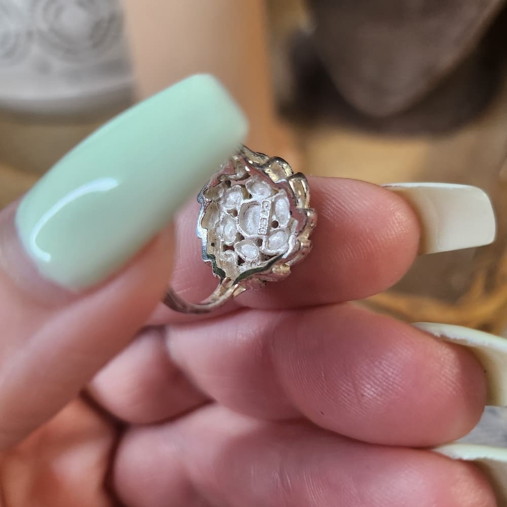Sterling Silver Floral Marcasite Cluster Ring - 925 Size 5.5 - Thumbnail 5
