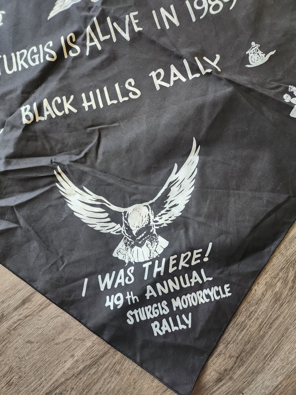 Sturgis 1989 Black Rally Bandana - Black & White - Thumbnail 2