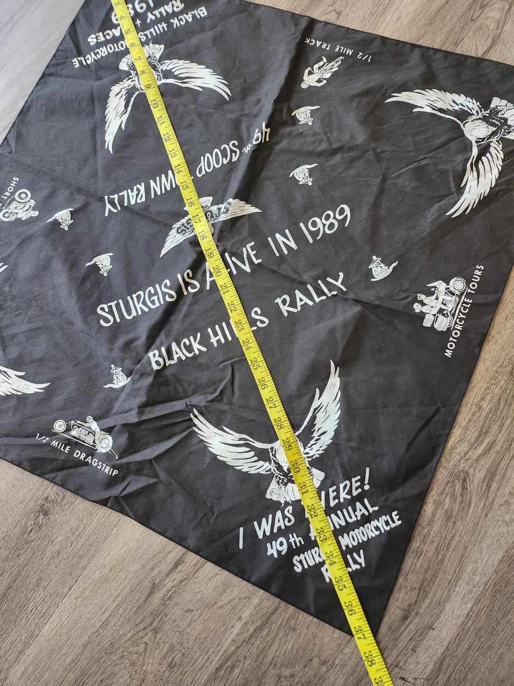 Sturgis 1989 Black Rally Bandana - Black & White - Thumbnail 6
