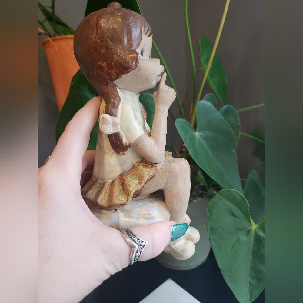 Charming Vintage Ceramic Cute Girl Shelf Sitter Figurine - Thumbnail 3