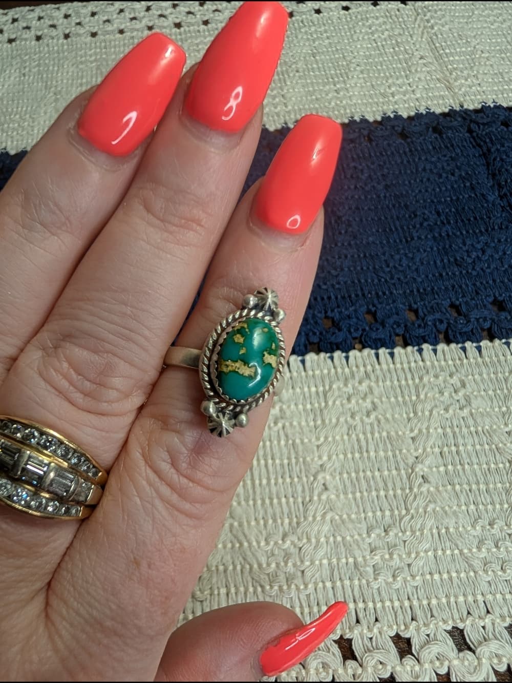 Sterling Silver Emerald Valley Turquoise Ring Adjustable - Size 7 Oval - Thumbnail 4