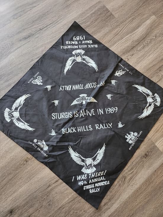 Sturgis 1989 Black Rally Bandana - Black & White - Thumbnail 10