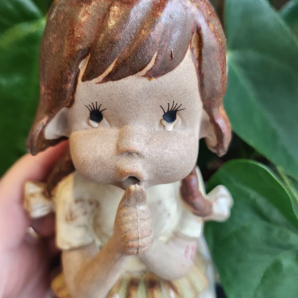 Charming Vintage Ceramic Cute Girl Shelf Sitter Figurine - Thumbnail 5