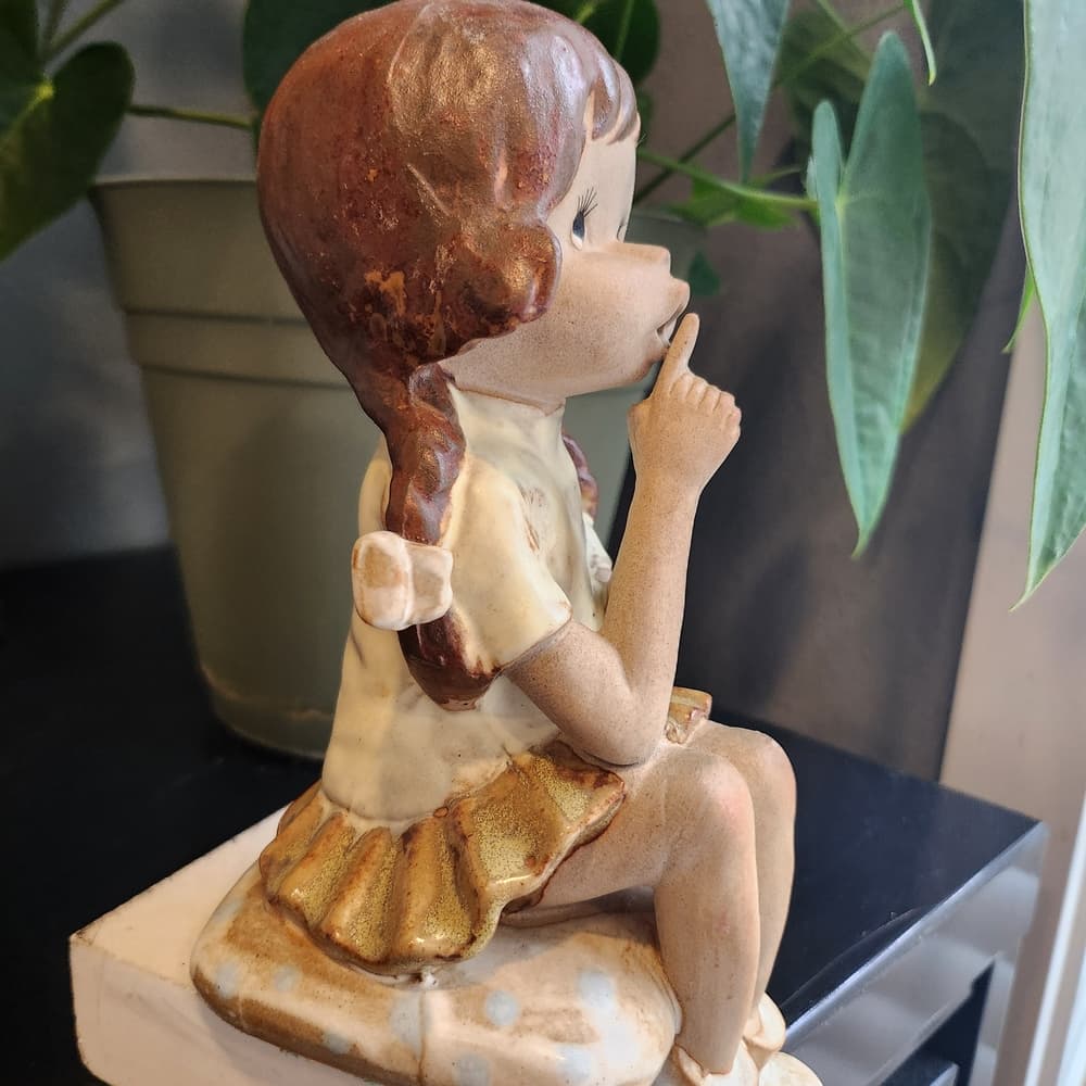 Charming Vintage Ceramic Cute Girl Shelf Sitter Figurine - Thumbnail 9