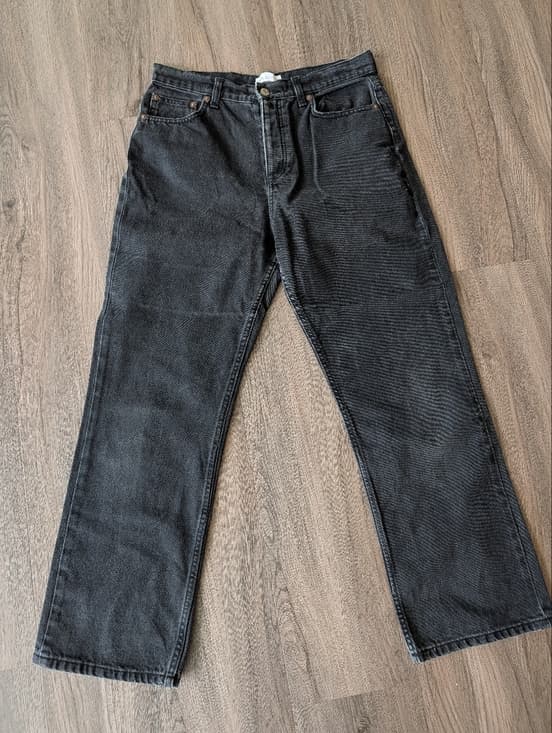 Zara Women's High Rise Button Fly Black Straight Leg Jeans - Thumbnail 10