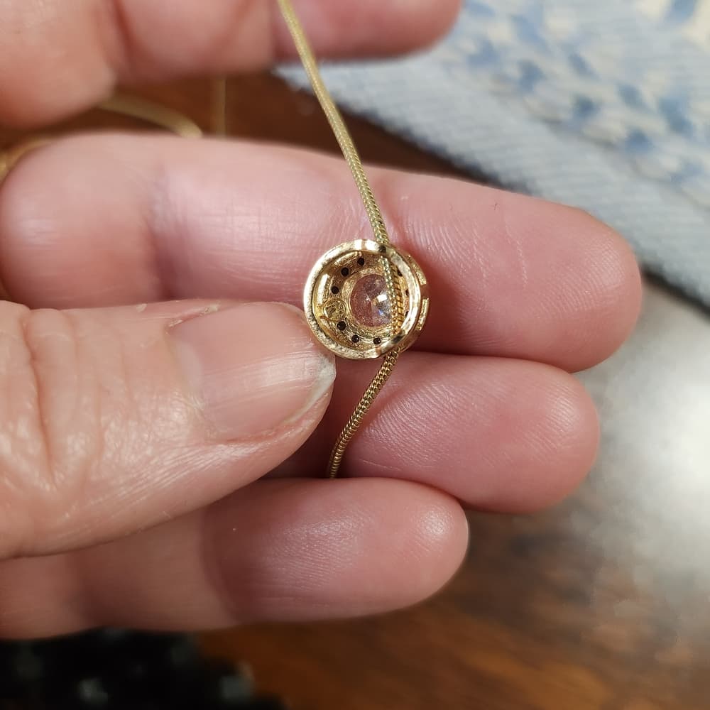 Nadri Gold Necklace with Round CZ Solitare Pendant Necklace - Thumbnail 8