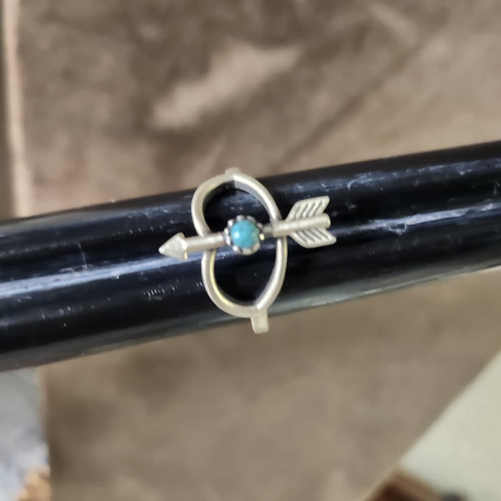 New - Sterling Silver Arrow Ring with Turquoise Stone Center Sz 6 - Thumbnail 6