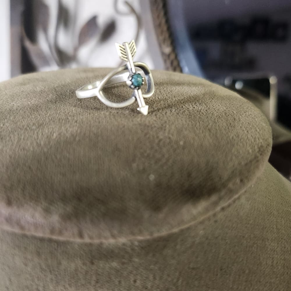 New - Sterling Silver Arrow Ring with Turquoise Stone Center Sz 6