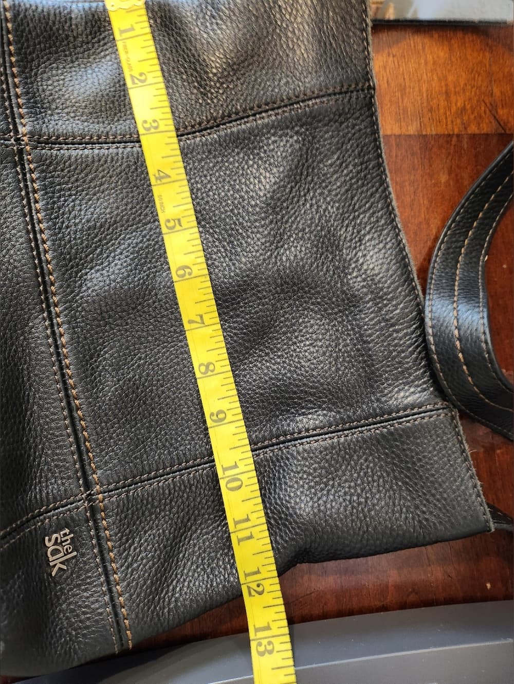 The Sak Soft Black Leather Shoulder Bag with Contrast Stitching - Thumbnail 14