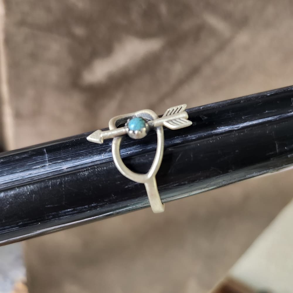 New - Sterling Silver Arrow Ring with Turquoise Stone Center Sz 6 - Thumbnail 7