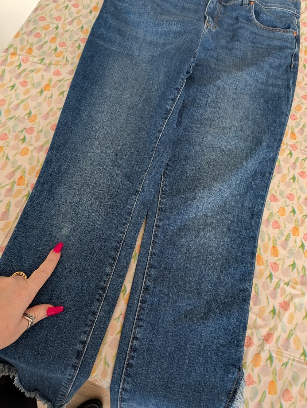 LOFT Outlet Frayed Hem Cropped Modern Skinny Blue Jeans - Thumbnail 10