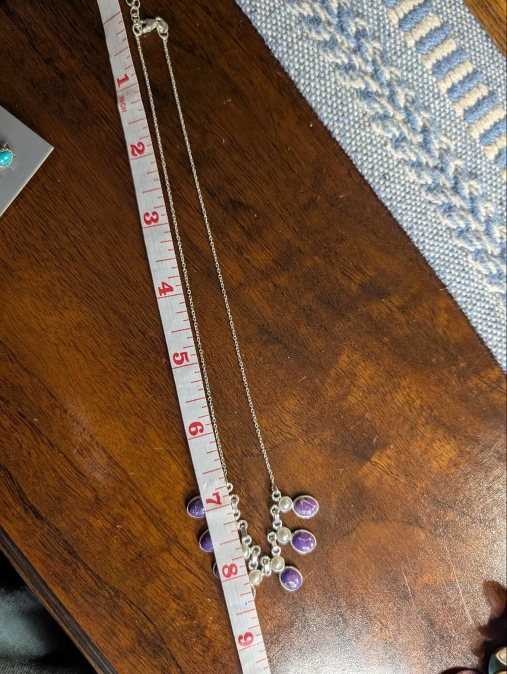 Mojave Purple Turquoise Southwestern Style Necklace With Pearl Accents - Thumbnail 8