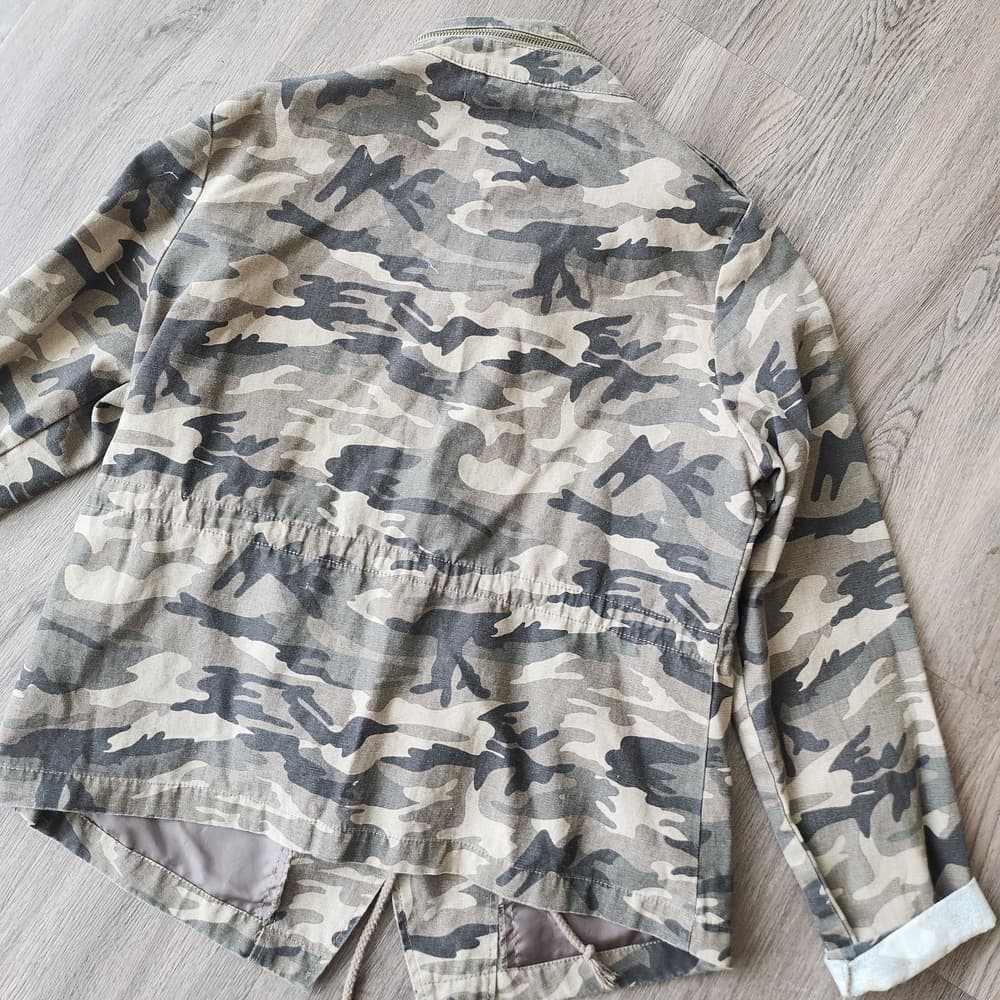 JJ Winter Bedazzled Women's Camo Design Utility Jean Jacket - Beige/Olive - Thumbnail 11