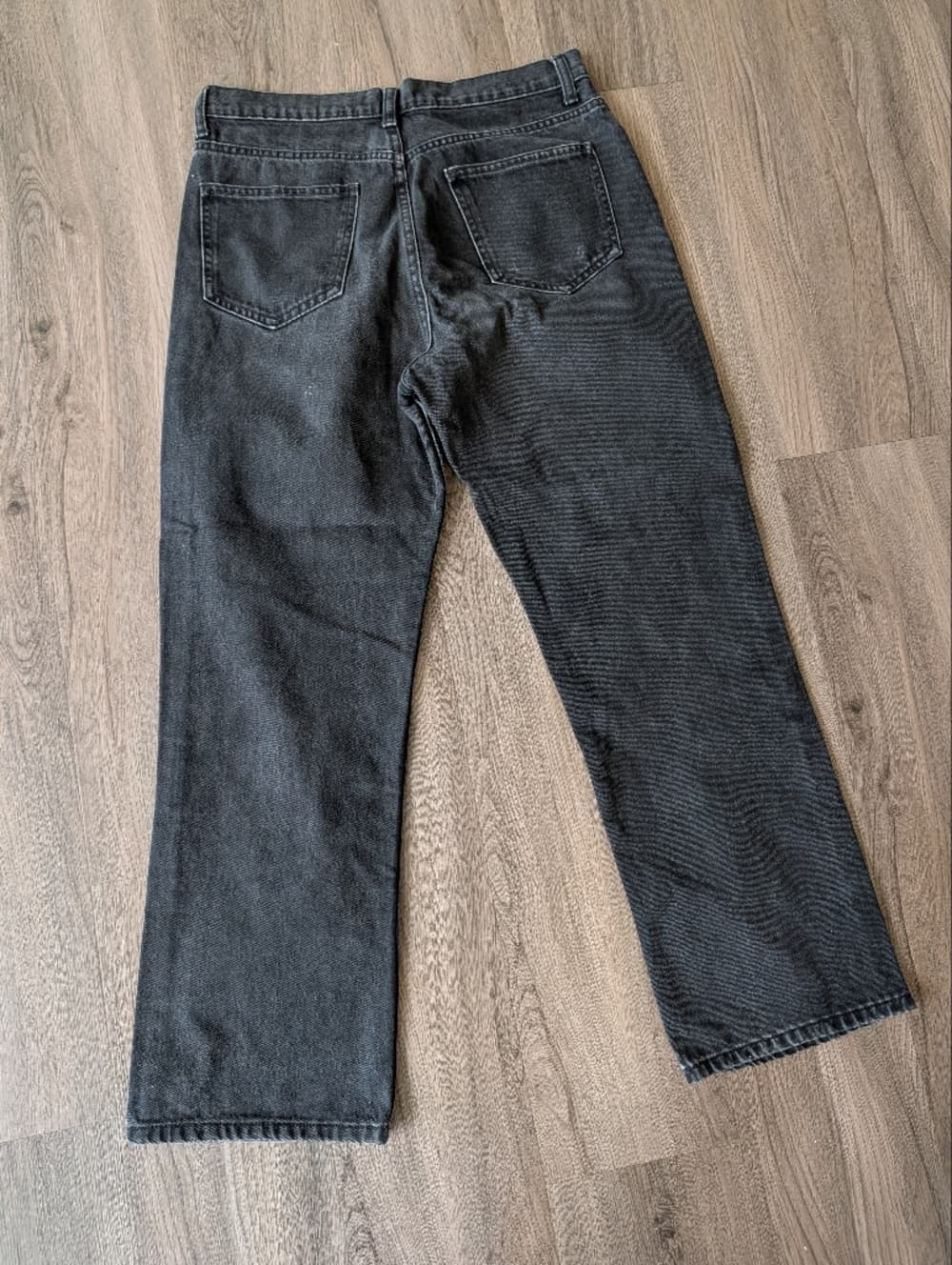 Zara Women's High Rise Button Fly Black Straight Leg Jeans - Thumbnail 4