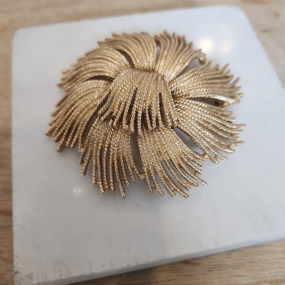 Vintage Monet Cordelia Brooch Large Statement Gold Tone Stamped