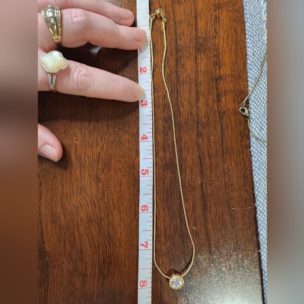 Nadri Gold Necklace with Round CZ Solitare Pendant Necklace - Thumbnail 5