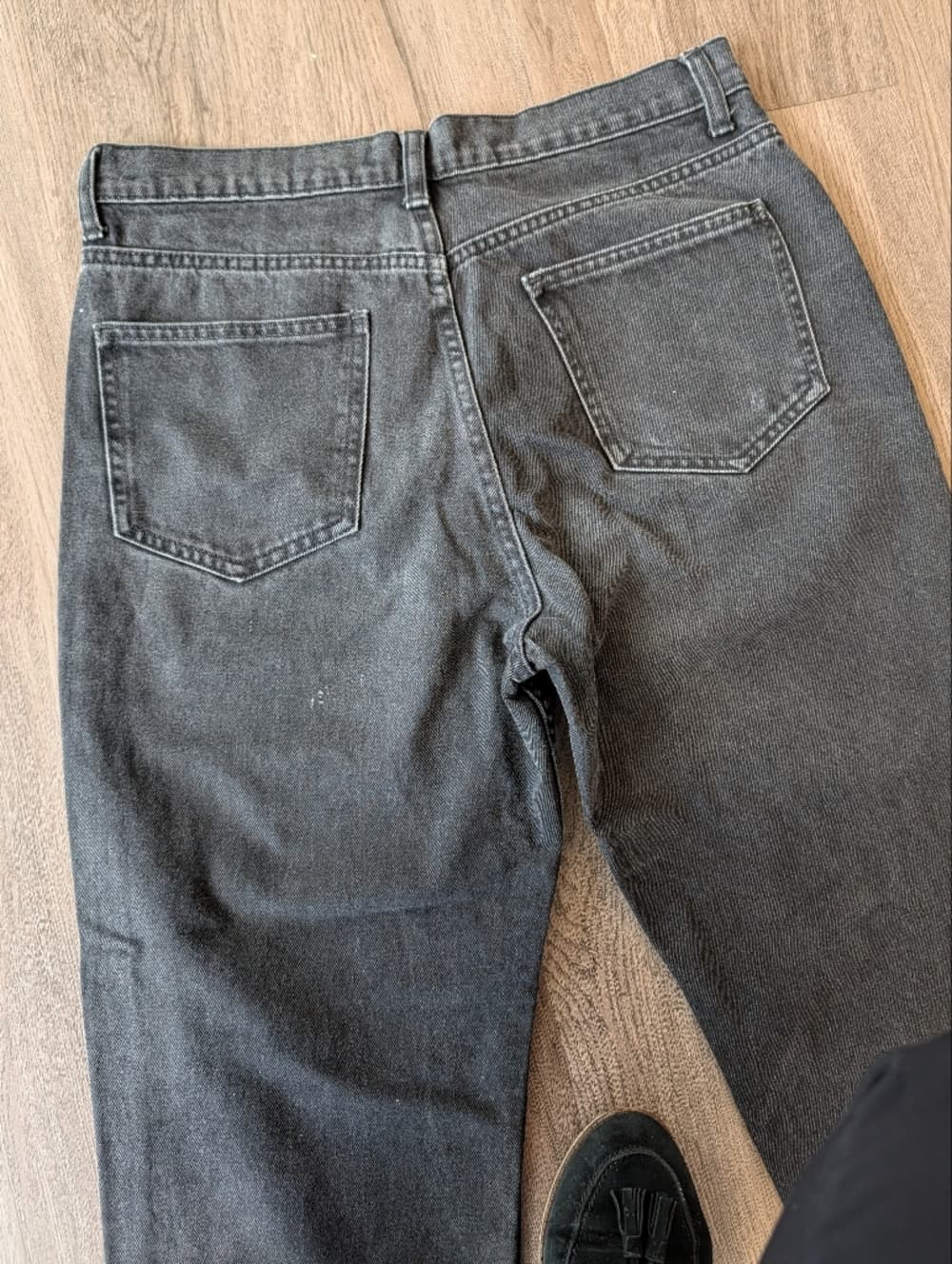 Zara Women's High Rise Button Fly Black Straight Leg Jeans - Thumbnail 5