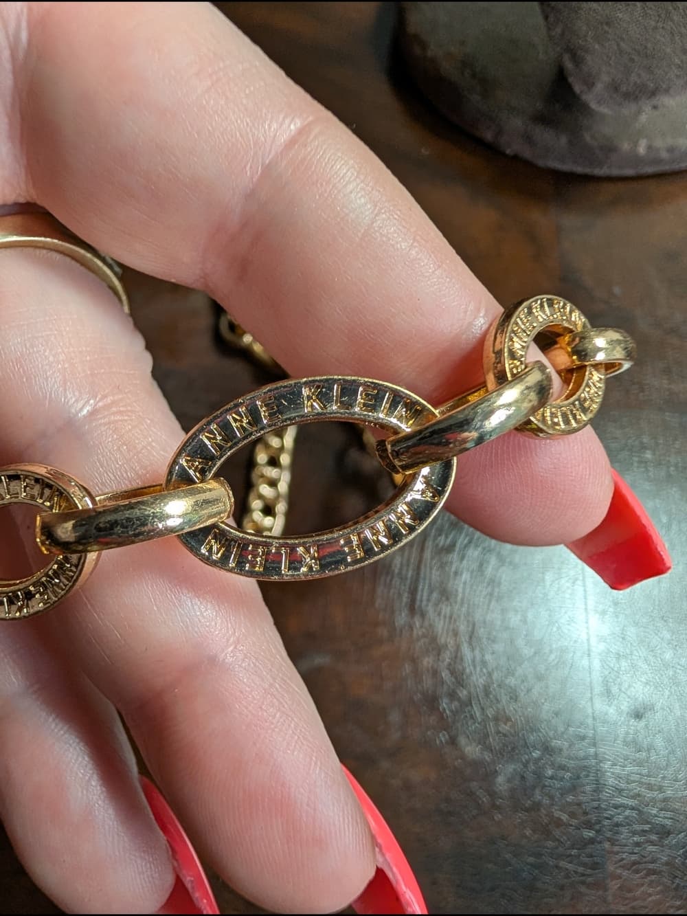 Anne Klein Gold Tone Link Chain Waist Belt With Lion Charm Dangle - Thumbnail 3