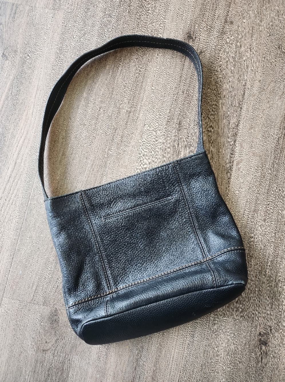 The Sak Soft Black Leather Shoulder Bag with Contrast Stitching - Thumbnail 2