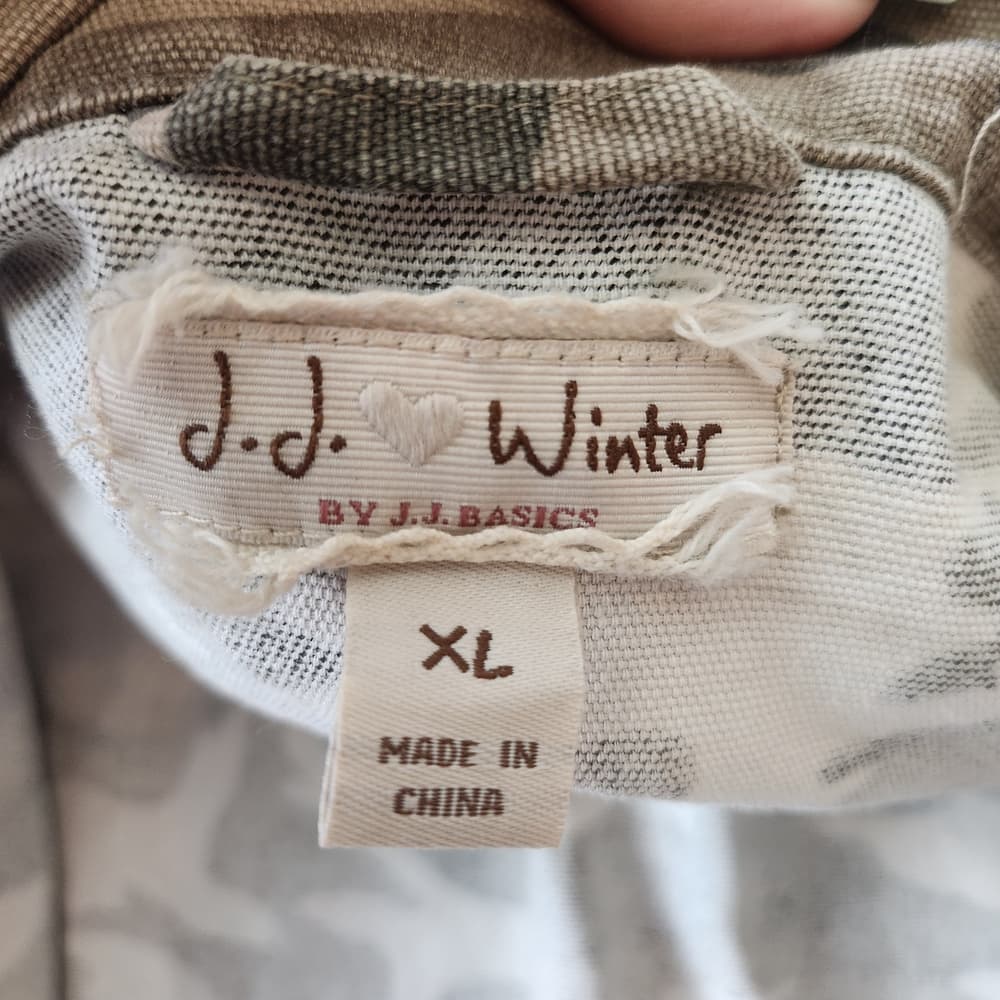 JJ Winter Bedazzled Women's Camo Design Utility Jean Jacket - Beige/Olive - Thumbnail 8