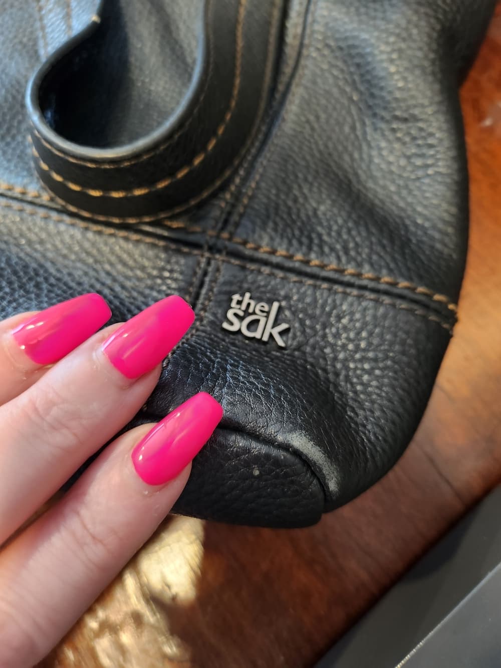 The Sak Soft Black Leather Shoulder Bag with Contrast Stitching - Thumbnail 12